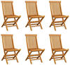 vidaXL Solid Teak Folding Garden Chairs - 6pcs