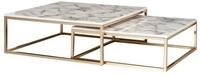 Wohnling Couchtisch WL6.246 2er Set Wei&szlig; Marmor Optik Satztisch Modern...