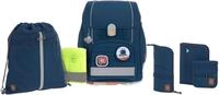 L&Auml;SSIG Schulranzen Unique, Boxy, Navy (Set, 7-tlg), PETA-approved vegan, aus