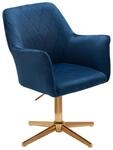Wohnling Drehstuhl Blau Samt Schreibtischstuhl Drehbar Schalenstuhl Home Office...