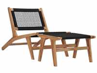 vidaXL Sun Liunger with Footrest in Wood and Cord