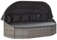 vidaXL Bett Outdoor-Loungebett mit Dach Grau