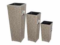 Deuba Polyrattan Blumentopf 3er-Set creme (106646)