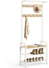 VASAGLE Garderobenst&auml;nder Garderobe, mit Schuhbank, Kleiderstange und 9...