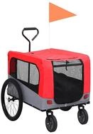 vidaXL Fahrradhundeanh&auml;nger 2-in-1 Fahrradanh&auml;nger f&uuml;r Hunde und Buggy Rot...