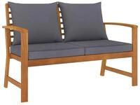 vidaXL Gartenbank vidaXL Gartenbank 120 cm mit Dunkelgrauen Kissen Massivholz...