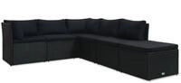 vidaXL Gartenlounge-Set, 4-tlg. Lounge Set mit Auflagen Poly Rattan Schwarz