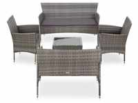 vidaXL 5 pc. garden lounge set with cushions poly rattan gray (45894)