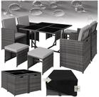 tectake Sitzgruppe Rattan-Gartenlounge f&uuml;r 4 bis 8 Personen, Inkl. Schutzh&uuml;lle,