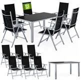 Casaria Garten-Essgruppe Bern, (7-tlg), Aluminium 5mm Sicherheitsglas St&uuml;hle