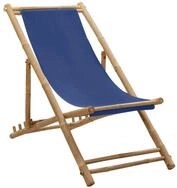 vidaXL Gartenstuhl Liegestuhl Bambus und Canvas Marineblau (1 St)