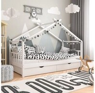 VitaliSpa&reg; Hausbett Design, Wei&szlig;, 90x200 cm mit 2 Schubladen (1-tlg)