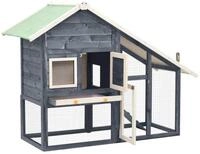 vidaXL Kleintierstall, Kaninchenstall Grau und Wei&szlig; 140x63x120 cm Tanne...