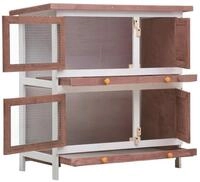 vidaXL Kleintierstall, Kaninchenstall 4 T&uuml;ren Braun Holz