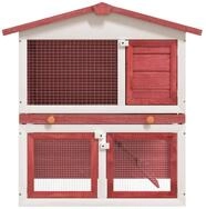 vidaXL Kleintierstall, Kaninchenstall 3 T&uuml;ren Rot Holz