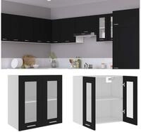 vidaXL K&uuml;chenbuffet vidaXL H&auml;ngeglasschrank Lyon Schwarz 60x31x60 cm...