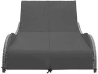 vidaXL Gartenliege, Doppel-Sonnenliege mit Auflage Poly Rattan Anthrazit