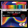 STABILO Pinselstift STABILO Pen 68 brush ARTY Premium-Filzstift - 24er...