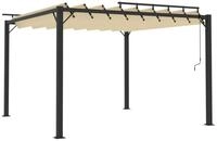 vidaXL Partyzelt Pergola mit Lamellendach 3x3 m Creme Stoff und Aluminium