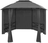 vidaXL Pavillon vidaXL Gartenpavillon mit Vorh&auml;ngen Sechseckig 360x265 cm