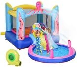 Outsunny H&uuml;pfburg Aufblasbare Springburg mit Rutsche f&uuml;r 3-8 Jahre...