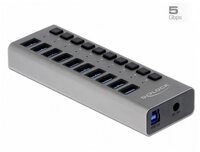 Delock USB-Verteiler Delock 63670 USB-Hub 10 Port USB-A USB 3.1 Gen1 5 GBit/s mit