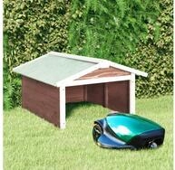 vidaXL M&auml;hroboter-Garage, Roboter-Rasenm&auml;her Garage 72x87x50 cm Mocca Wei&szlig;