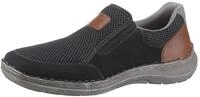 Slipper RIEKER, Herren, Gr. 44, bunt (navy braun), Lederimitat, Textil, Schuhe