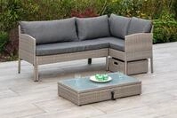 MERXX Balkonset Viletta, (3-tlg), Ecksofa, h&ouml;henverstellbarer Tisch, mit Box