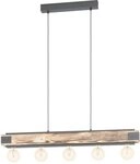 EGLO H&auml;ngeleuchte LAYHAM Pendellampe, Holz und Stahl, E27, Vintage,