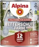 Alpina Wetterschutzfarbe Holzfarbe f&uuml;r au&szlig;en deckend Silbergrau 750 ml
