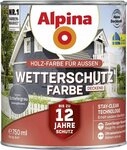 Alpina Wetterschutzfarbe Holzfarbe f&uuml;r au&szlig;en deckend Schiefergrau 750 ml