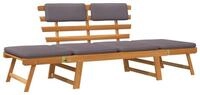 vidaXL Gartenbank, 2-in-1 Gartenliege mit Auflage 190 cm Massivholz Akazie