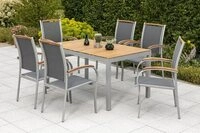 MERXX Garten-Essgruppe Siena, (Set, Tisch, 6 Stapelsessel, Aluminium mit