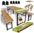 Juskys Bierzeltgarnitur Bichl 170 cm, 3-tlg. aus lackiertem Tannenholz mit