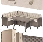 Casaria Gartenlounge-Set Lissabon, Polyrattan WPC Esstisch Eckbank 15cm Kissen...