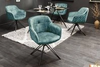 riess-ambiente Polsterstuhl EUPHORIA petrol / schwarz &ndash; Samt, drehbar,
