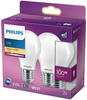 Philips LED-Leuchtmittel 2-ER SET E27 LED LAMPE WARMWEISS