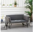 Outsunny Gartensofa Polyrattan 2 Sitzer klappbar mit Armlehnen Stahl 129x63x67cm,
