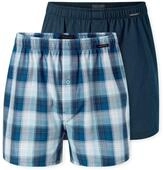 2 Schiesser Web-Boxer - Herren - Gr. S/4 - blau/kariert