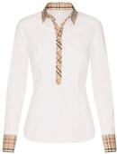 Seidensticker Popeline-Bluse mit Karodetail - Damen - Gr. 38 - wei&szlig;