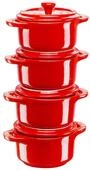 4 Staub Keramik-Cocottes - rot