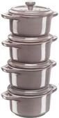 4 Staub Keramik-Cocottes - grau