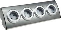 ChiliTec ChiliTec 4-fach Edelstahl Ecksteckdose mit 4x Schutzkontakt-Steckdosen
