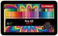 STABILO Faserstift STABILO Pen 68 Filzstift - 1 mm - 66er Metalletui ARTY