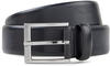 BOSS Ledergürtel mit eckiger Schließe und eingraviertem Logo, schwarz