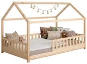 Ticaa Hausbett Kay mit Rausfallschutz aus Kiefer, Kinderbett 120x200, inkl. Dach, mit