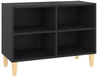 vidaXL TV-Schrank TV-Board mit Massivholz-Beinen Schwarz 69,5x30x50 cm
