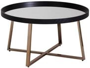 Wohnling Beistelltisch Design Couchtisch Rund &Oslash; 78 cm Dunkel-Gold mit Spiegel