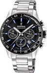 Festina Chronograph Herrenuhr F20560-5 - Schwarzes Zifferblatt, Edelstahlband, 45 mm